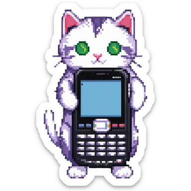 cat with nokia n73 phone sticker