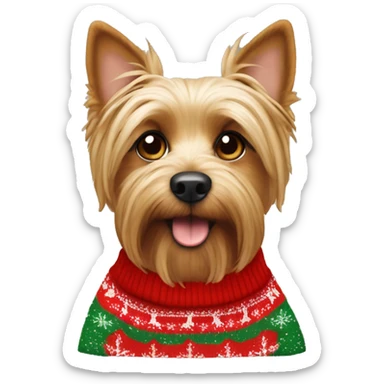 Yorkshier dog with Christmas jumper sticker