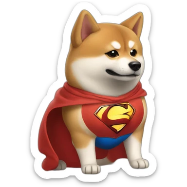 Shibainu with Superman suit sticker