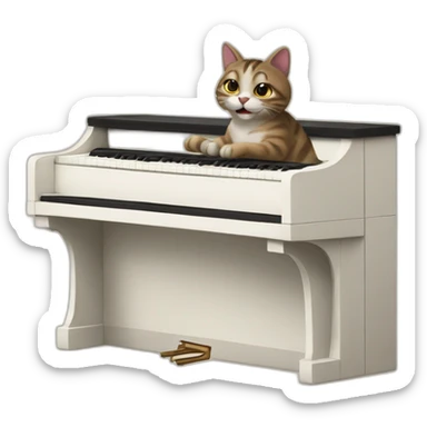 Cat playing piano sticker