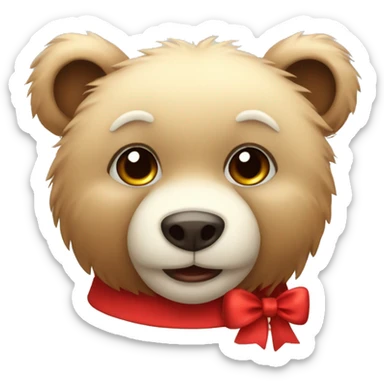cute furry bear with a red bow sticker