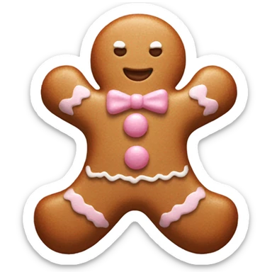 Gingerbread man with white and light pink details sticker