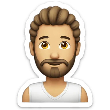 man a bun hairstyle and a beard at a laptop sticker