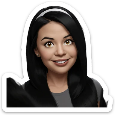 smiling girl with black hair sticker