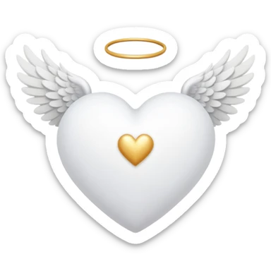 white heart with angel wings sticker