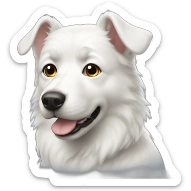 white doggie with tiny ears and huge face sticker