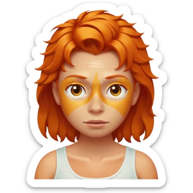ginger with sunburn sticker