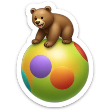 A three legged bear balancing on a bouncing ball sticker
