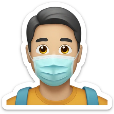 Asian Man with N95 Mask sticker