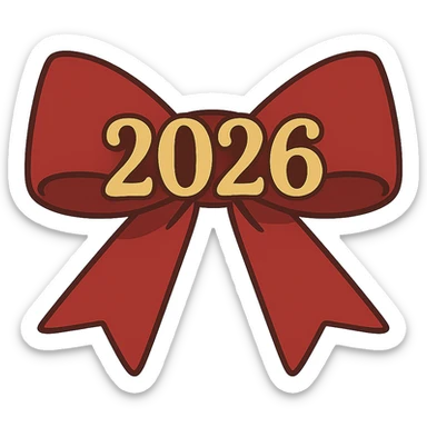 new year 2026 bow ,remove background sticker
