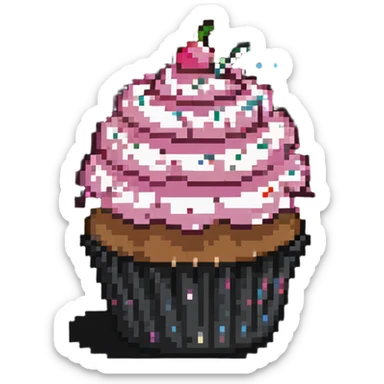 cupcake with pink icing and sprinkles sticker