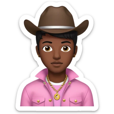 Lil Nas X black hair, pink outfit sticker