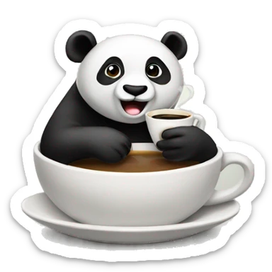 Panda drinking coffee sticker