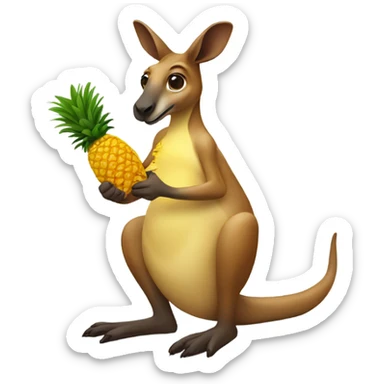 Kangaroo eating a pineapple  sticker