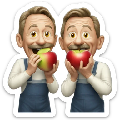 Chuckle Brothers eating a giant apple sticker