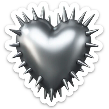 metal heart with chrome spikes sticker