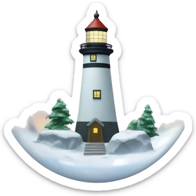 snow lighthouse in crystal ball sticker