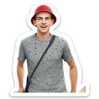 boy in hat outdoors sticker