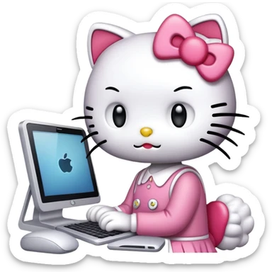 HelloKitty works on a computer sticker