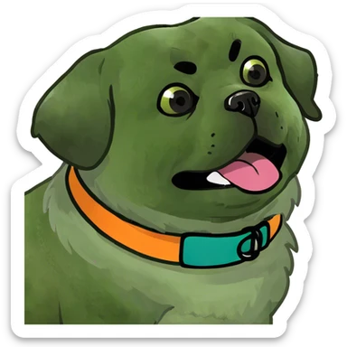 Brown pekingese with black snout with tongue sticking out sticker