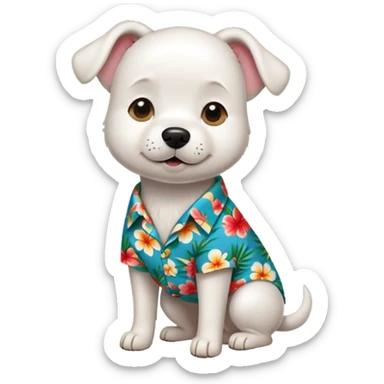 White dog in Hawaiian shirt sticker