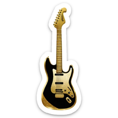 black and gold sparkly electric guitar sticker