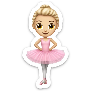 White girl ballerina posing in pink tutu sticker