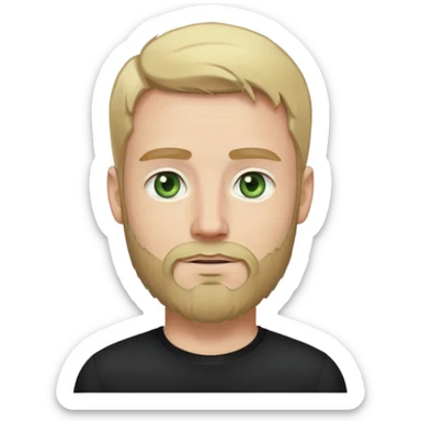 tech man with blonde hair, beard, pale green eyes. And black shirt. sticker