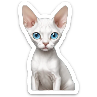 Slim white devon rex with light blue eyes working notebook sticker