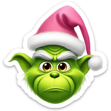 grinch with pink christmas hat sticker