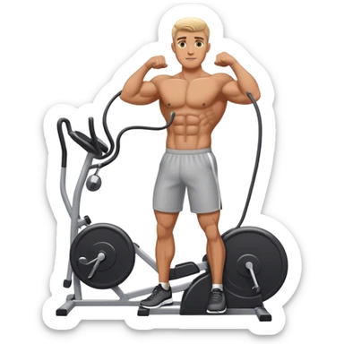 standing fit man cable-machine-exercise sticker
