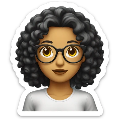 Chica de pelo rizado oscuro con gafas sticker