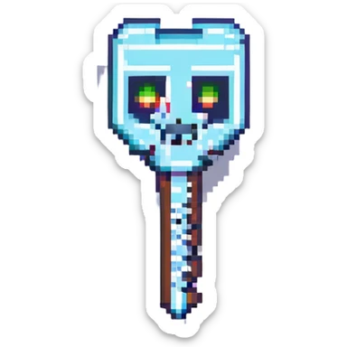lockpick modeled after a real-life lockpick, Minecraft pixel art style, metallic sticker
