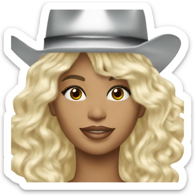 beyonce with bleach blonde hair and a silver cowboy hat  sticker