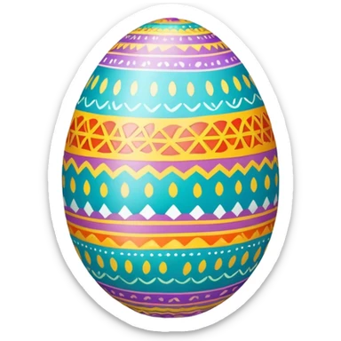 A colorful decorated Easter egg with patterns and designs sticker