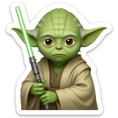 star wars master yoda with green lightsaber sticker