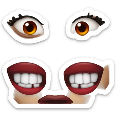 Red lips with vampire fangs sticker