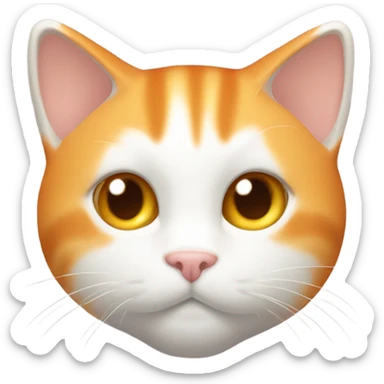 make me entire body white orange cat with cute shiny eyes,  from half side perspective sticker
