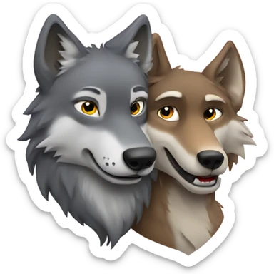 Wolf with another wolf in love sticker
