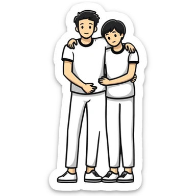 Proud parents with their arms around each other sticker