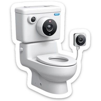 skibidi toilet character, anthropomorphic toilet with camera head sticker