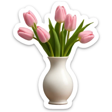Light pink tulips in white vase sticker