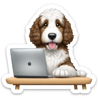 bernedoodle with computer sticker