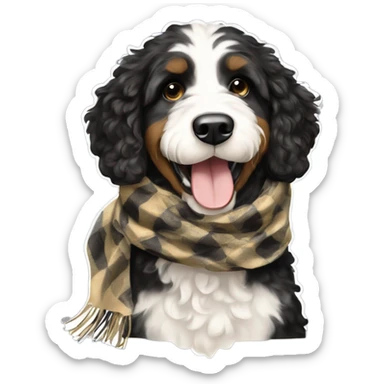 Bernedoodle with purdue scarf sticker