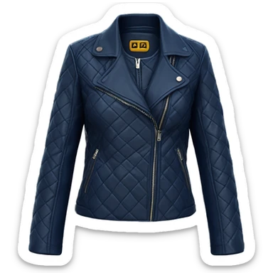 Realistic Womens Zippered Quilted Navy blue leather jacket. sticker