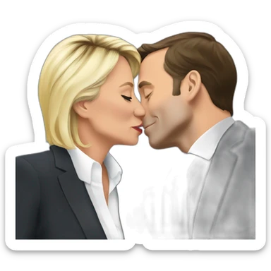 Macron kiss Le Pen sticker
