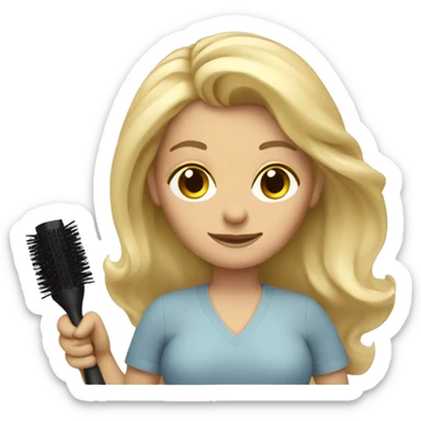 Blonde haired woman with blow dryer and brush in hands  sticker