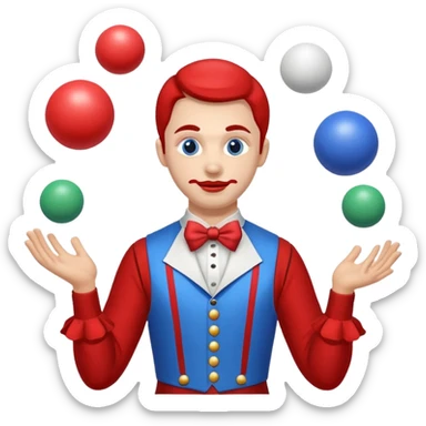 circus juggler juggling balls blue and white and red sticker