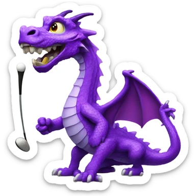 Purple dragon playing golf sticker