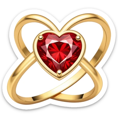 Red Diamond heart gold ring sticker